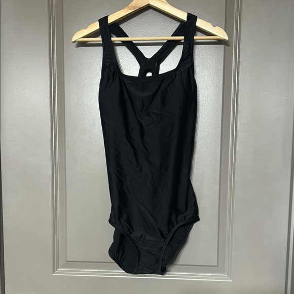 Speedo Black One Piece Swimsuit with Racerback Design - Picture 1 of 4